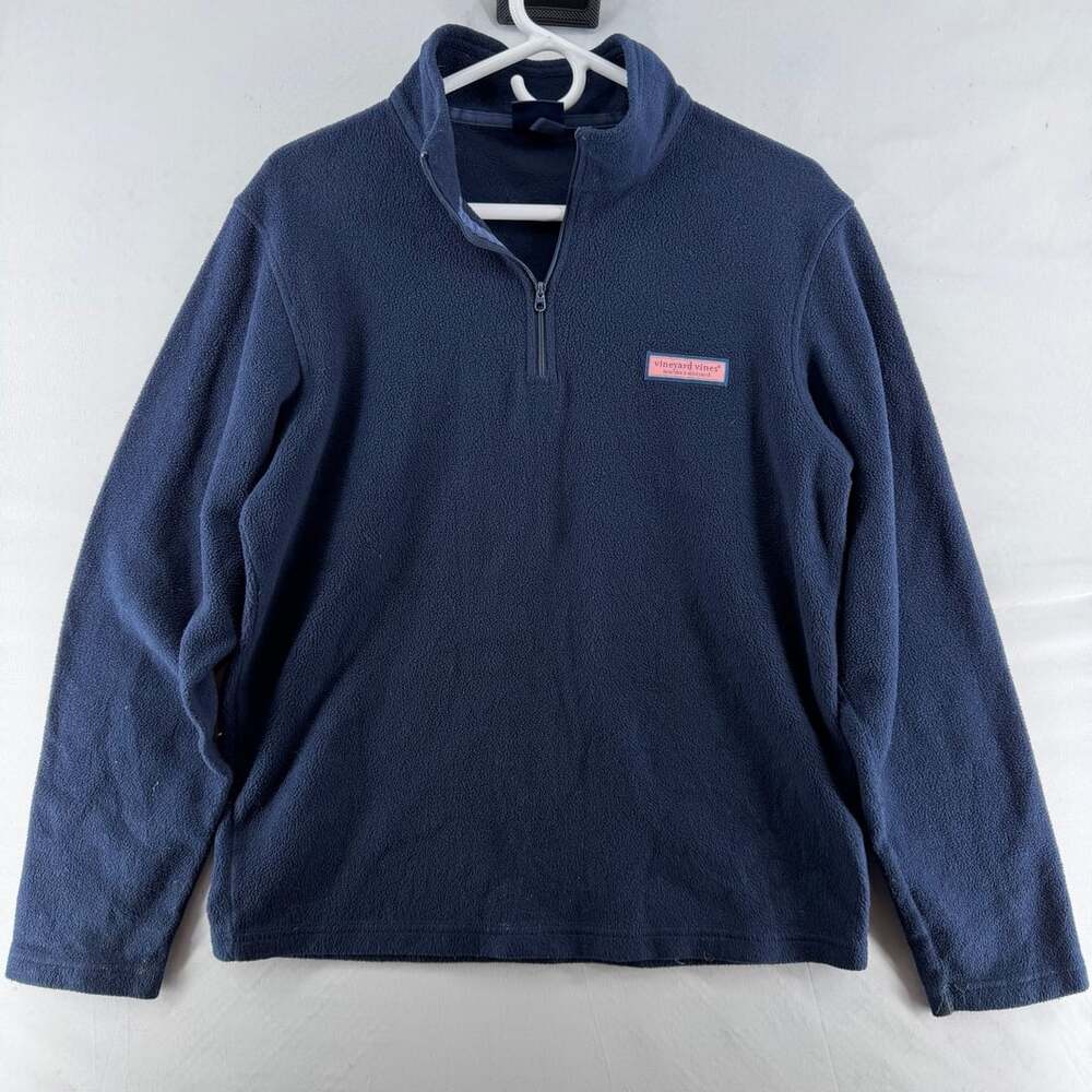 1502 Vineyard Vines Navy Blue Fleece 1/4 Zip Pullover S